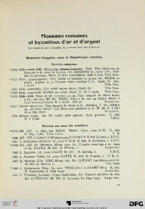 Monnaies romaines et byzantines d’or et d’argent (Nr. 1372-2168)