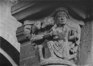Zweiter südlicher Pfeiler von Osten, westliches Kapitell: Der gute Hirte