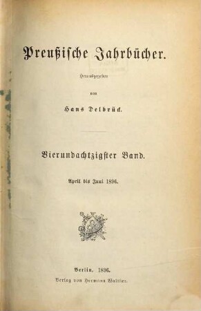 Preußische Jahrbücher. 84. 1896