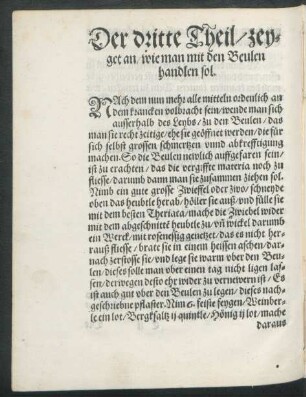 Der dritte Theil/ zeyget an/ wie man mit den Beulen handlen sol.