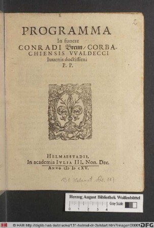 Programma In funere Conradi Breun/ Corbachiensis Waldecci Iuvenis doctissimi P.P.