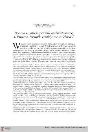 80: Drewno w gotyckiej rzeźbie architektonicznej w Prusach : Zworniki heraldyczne w Gdańsku*