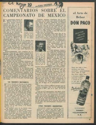 Comentarios sobre el campeonato de México : El hoyo 19