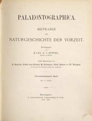 Palaeontographica : Beiträge zur Naturgeschichte d. Vorzeit. 34 = 1887/89