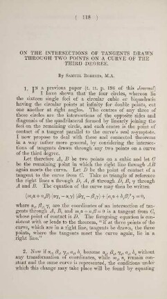 On the intersections of tangents draw through two points on a curve of the third degree.