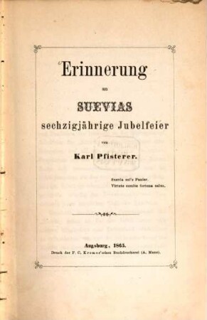 Erinnerung an Suevias sechzigjährige Jubelfeier