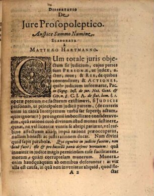 Diss. ethico-iur. de iure prosopolepsiae