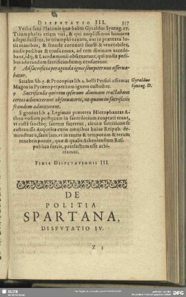 De Politia Spartana, Disputatio IV.