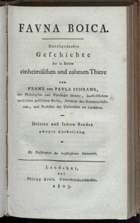 Bd. 3, Abtheilung 2: Fauna Boica. Bd. 3, Abtheilung 2