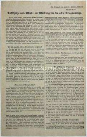 Merkblatt zur Werbung für Kriegsanleihen