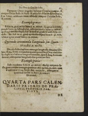 Quarta Pars Calendarii Prioris De Praecipuis Temporis Partibus.