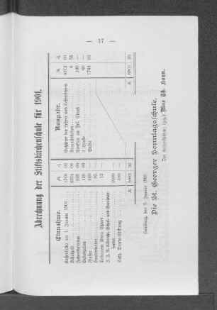 Abrechnung der Stiftskirchenschule für 1901.
