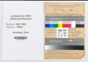 Entnazifizierung Emil Homberg, geb. 03.05.1895 (Werber)