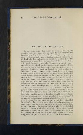Colonial Loan Issue