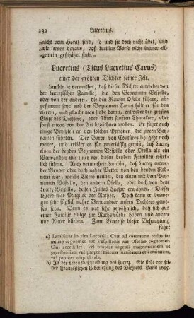 Lucretius (Titus Lucretius Carus) einer der größten Dichter seiner Zeit.