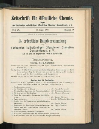 Heft XV. 15. August 1909. Jahrgang XV.