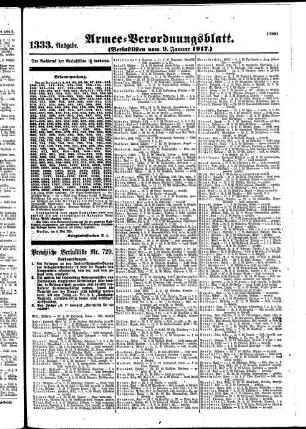 1333.Ausgabe. Dienstag, 9. Januar 1917