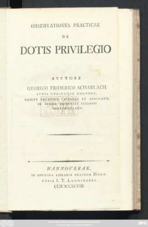 Observationes Practicae De Dotis Privilegio