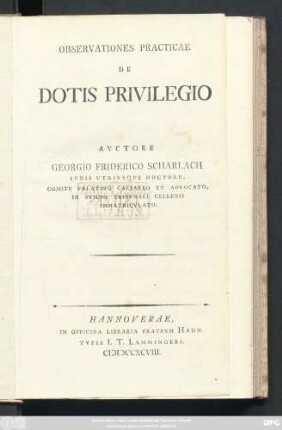 Observationes Practicae De Dotis Privilegio
