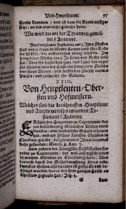 XXIII. Von Heuptleuten/ Obersten und Hofmeistern