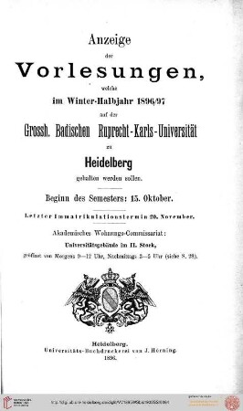 Wintersemester 1896/1897