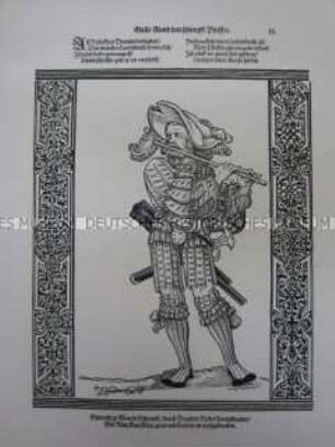 Kriegerdarstellung, Pfeiffer der Landsknechte, 1510/1530.
