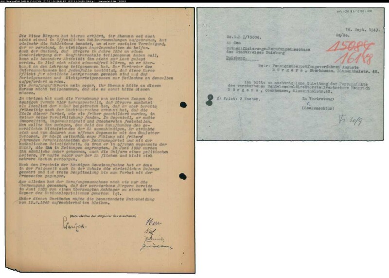 Entnazifizierung Heinrich Boergers , geb. 05.01.1889 ()