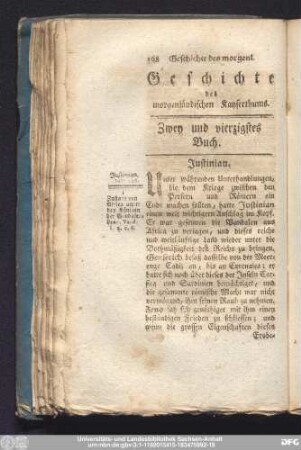 Zwey und vierzigstes Buch. Justinian.