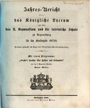 Jahres-Bericht. 1867/68