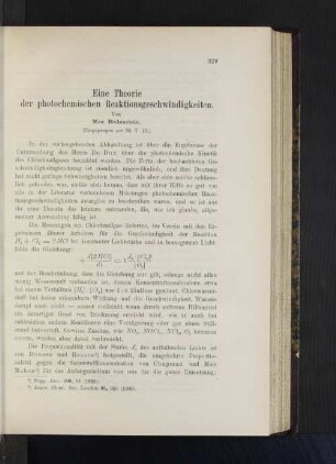 Eine Theorie der photometrischen Reaktionsgeschwindigkeiten.