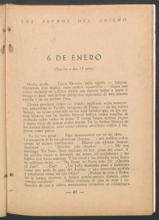 6 de enero : (Escrito a los 15 años)