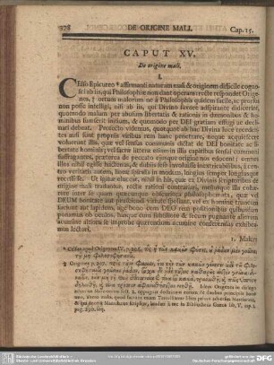 Caput XV. De origine mali