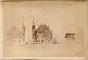Rathaus, Rastenburg Monatskonkurrenz Juni 1884: Aufriss Vorderansicht