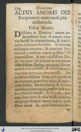 Orationes Actus Amoris Dei frequenter excercendi pro obtinenda.