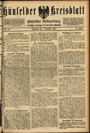 Ausgabe vom Samstag, den 04. November 1922.