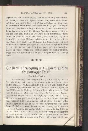 Die Frauenbewegung in der Norwegischen Missionsgesellschaft