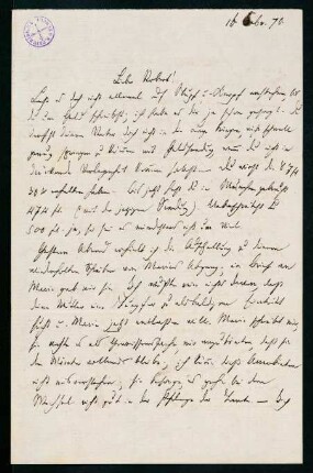 Brief vom 16. Februar 1870