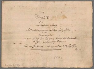 Weinkarte. Ein musikalischer Scherz, Männerchor, op. 3 - BSB Mus.Schott.Ha 6754-2