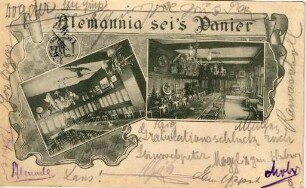 Postkartenalbum. "Alemannia sei's Panier". Versammlungsraum der Burschenschft Alemannia