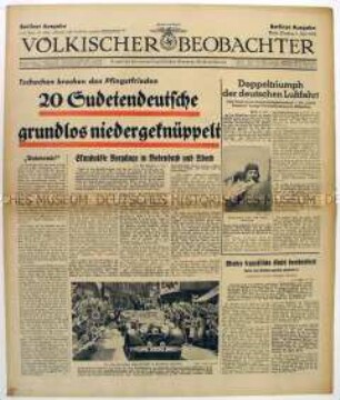 Tageszeitung "Völkischer Beobachter" u.a. zu Sudetendeutschen in der Tschechoslowakei