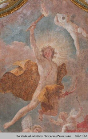 Apoll als Sonnengott zwischen Allegorien der vier Elemente : Apoll als Sonnengott