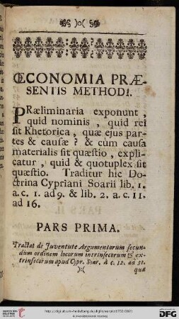 Oeconomia Praesentis Methodi