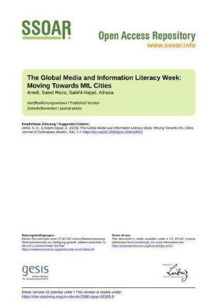 The Global Media and Information Literacy Week: Moving Towards MIL Cities
