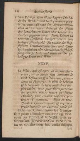 XXXV. La Bible, qui est toute la Saincte escripture, en la quelle sont contenus le ...