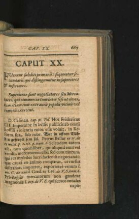Caput XX. Fuerunt subditi primarii: sequuntur secundarii, qui distinguuntur in superiores & inferiores.