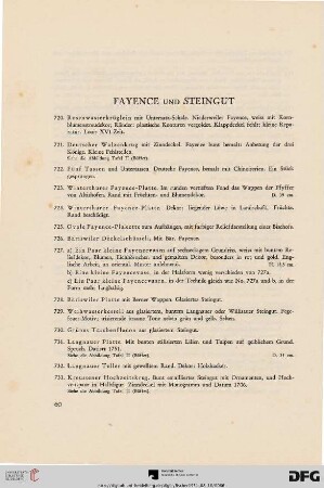 Fayence und Steingut (Nr. 720-733)