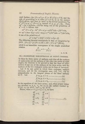 III. Elementary demonstration of Dupin's theorem.