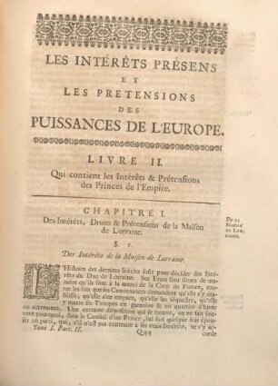 Chapitre I. Des Intérets, Droits & Prétensions des Princes de l'Empire.