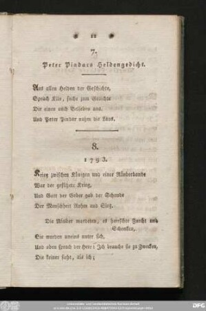 7. Peter Pindars Heldengedicht.