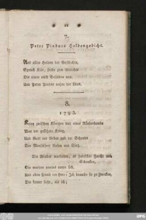 7. Peter Pindars Heldengedicht.